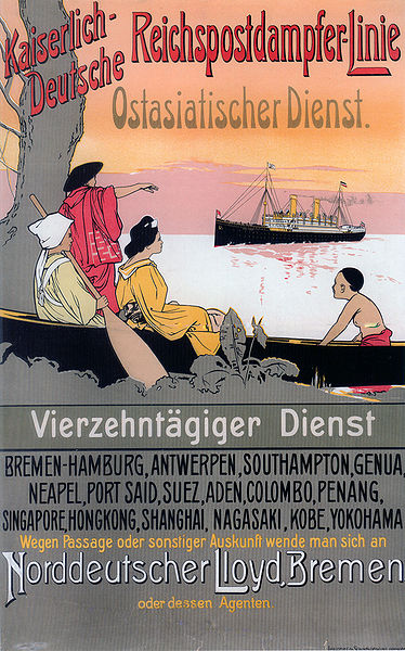 Kaiserlich Deutsche Reichspostdampfer Ostasien Bremen Plakat A2 286 Gerahmt 